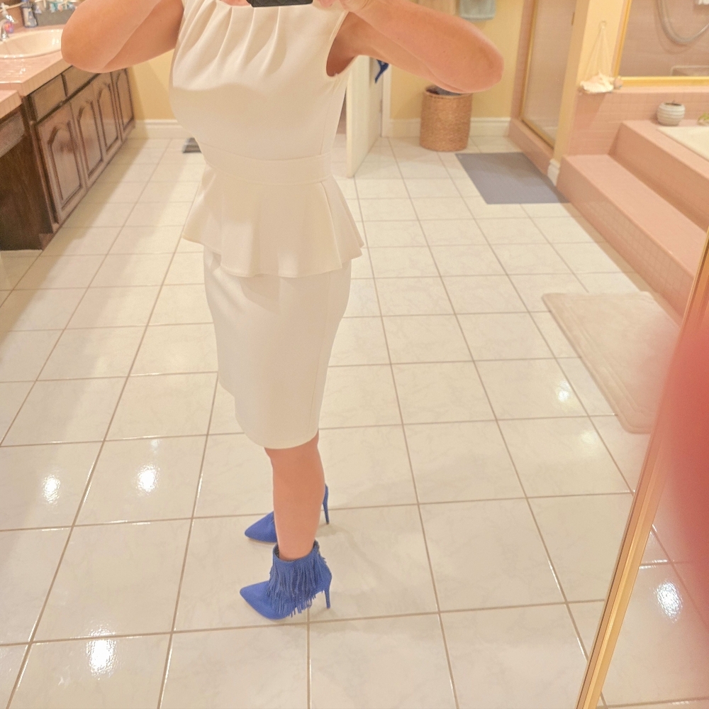 Womens size 6 sense white fitted Sleeveless dress - Picture 6 of 14